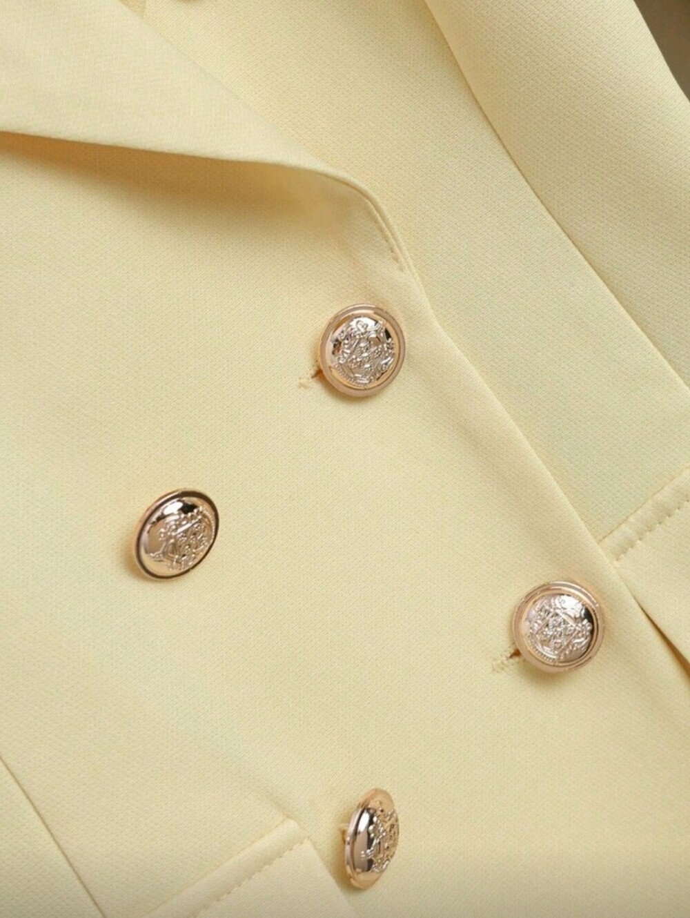 Women's Gold Button Decor Blazer + Pleated Skirt Elegant Everyday Commute - Picture 3 of 4